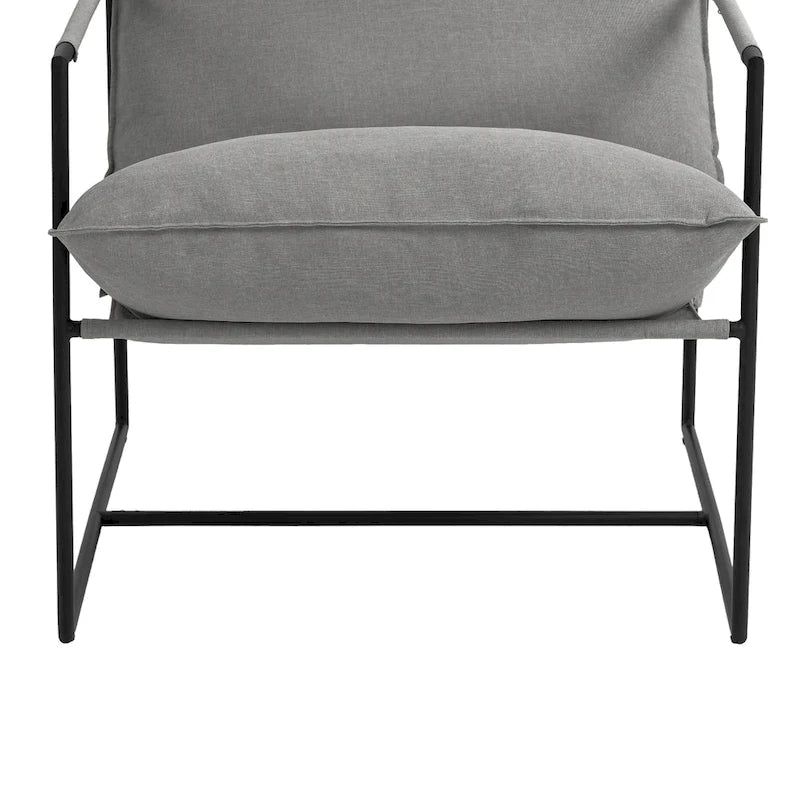 Metal Frame Sling Accent Chair with Cushion, 1-Seat