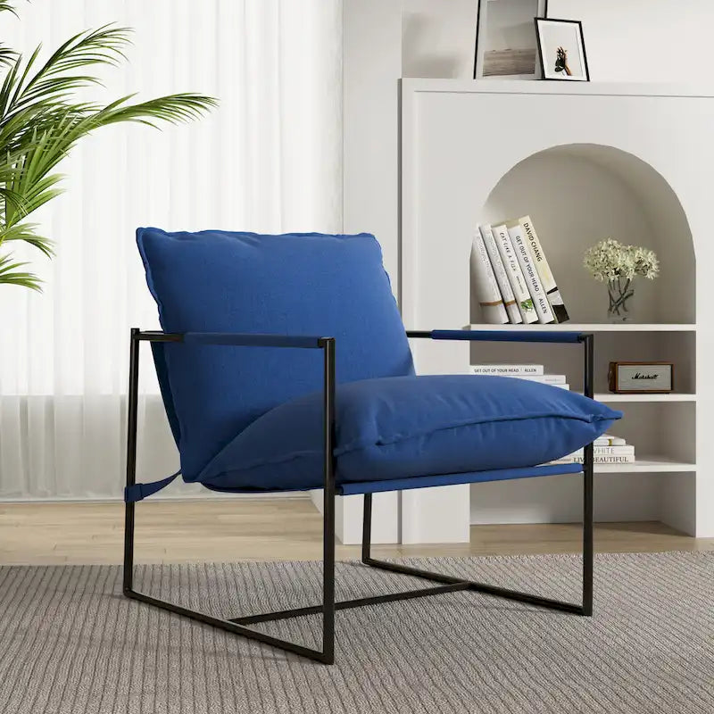 Metal Frame Sling Accent Chair with Cushion, 1-Seat