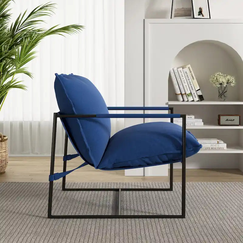 Metal Frame Sling Accent Chair with Cushion, 1-Seat