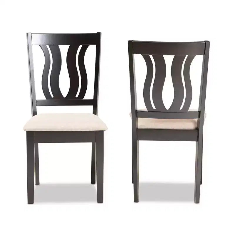Lot de 2 Chaises de Salle à Manger Fenton en Tissu et Bois Marron - Baxton Studio : Design Symétrique Élégant, Revêtement en Polyester