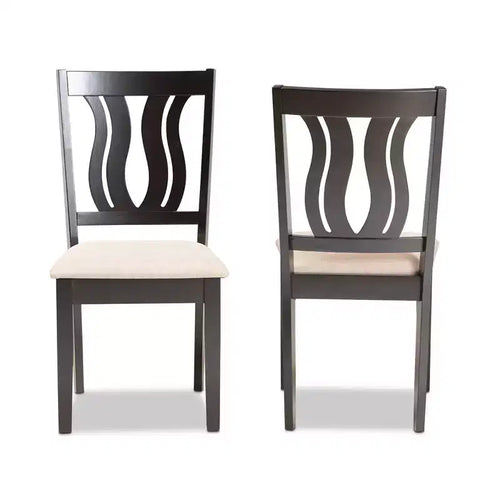 Lot de 2 Chaises de Salle à Manger Fenton en Tissu et Bois Marron - Baxton Studio : Design Symétrique Élégant, Revêtement en Polyester