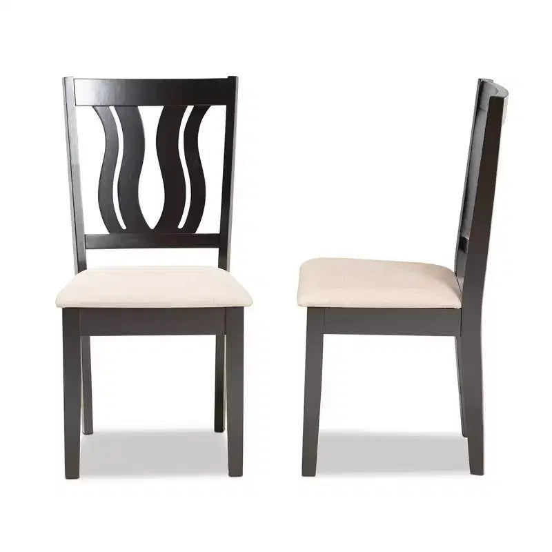 Lot de 2 Chaises de Salle à Manger Fenton en Tissu et Bois Marron - Baxton Studio : Design Symétrique Élégant, Revêtement en Polyester