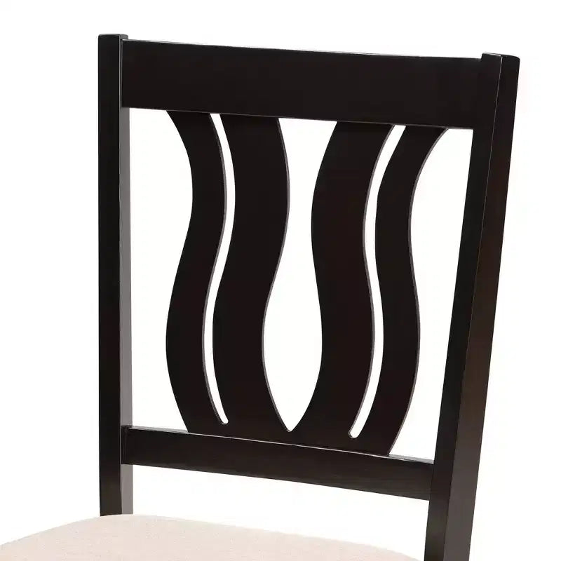 Lot de 2 Chaises de Salle à Manger Fenton en Tissu et Bois Marron - Baxton Studio : Design Symétrique Élégant, Revêtement en Polyester