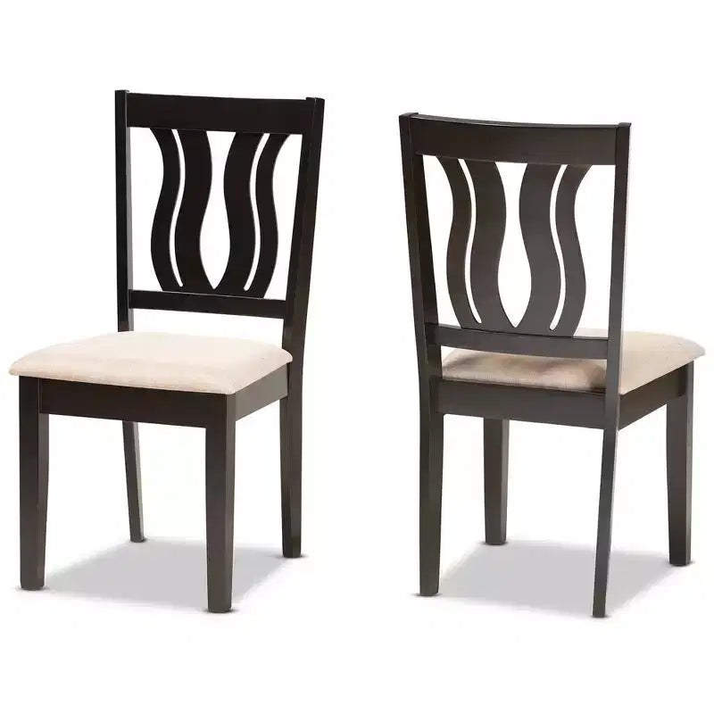 Lot de 2 Chaises de Salle à Manger Fenton en Tissu et Bois Marron - Baxton Studio : Design Symétrique Élégant, Revêtement en Polyester