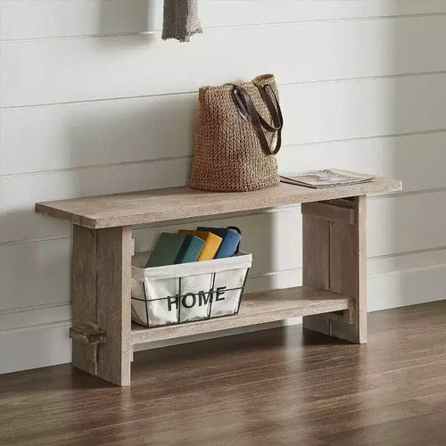 Alaterre Furniture Banc Castleton en bois de manguier 101,6 cm Driftwood : Rangement rectangulaire solide pour entrée et chambre à coucher