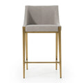 Tabouret de comptoir contemporain Modrest Fairview gris et laiton