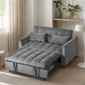 Canapé Futon Moderne en Velours avec Dossier Inclinable et Poches, 2 Places – Gris Foncé / Gris Clair / Bleu / Noir