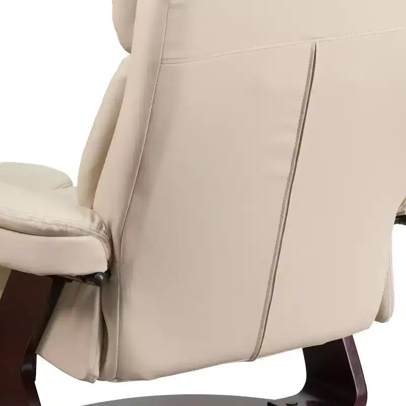 Flash Furniture Fauteuil inclinable contemporain multipositions et ottoman incurvé avec base pivotante en bois d'acajou