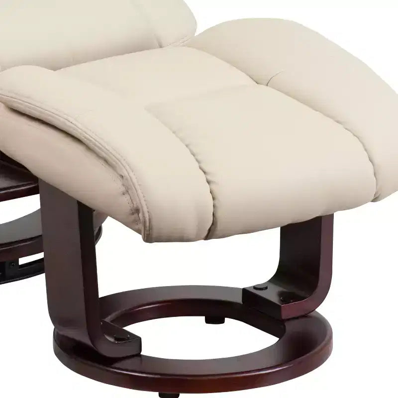 Flash Furniture Fauteuil inclinable contemporain multipositions et ottoman incurvé avec base pivotante en bois d'acajou