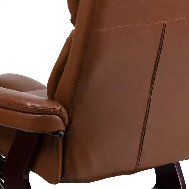 Flash Furniture Fauteuil inclinable contemporain multipositions et ottoman incurvé avec base pivotante en bois d'acajou