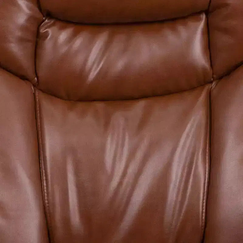 Flash Furniture Fauteuil inclinable contemporain multipositions et ottoman incurvé avec base pivotante en bois d'acajou
