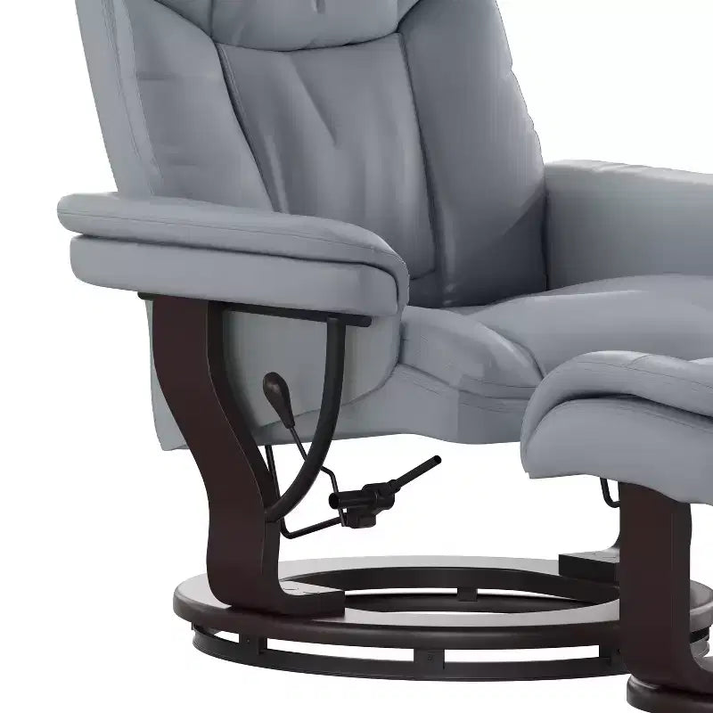 Flash Furniture Fauteuil inclinable contemporain multipositions et ottoman incurvé avec base pivotante en bois d'acajou
