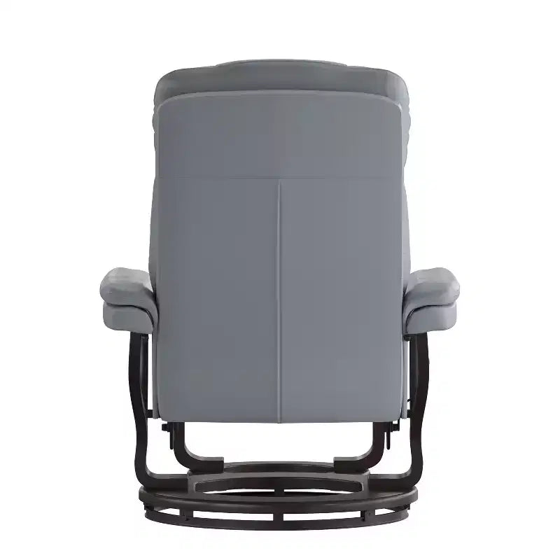 Flash Furniture Fauteuil inclinable contemporain multipositions et ottoman incurvé avec base pivotante en bois d'acajou