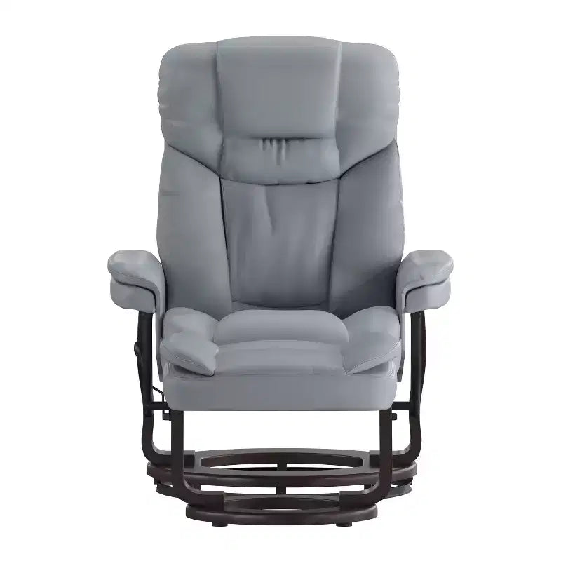Flash Furniture Fauteuil inclinable contemporain multipositions et ottoman incurvé avec base pivotante en bois d'acajou