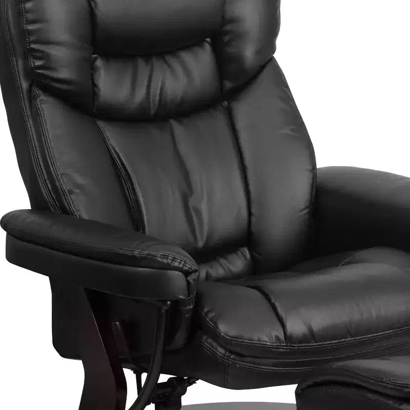 Flash Furniture Fauteuil inclinable contemporain multipositions et ottoman incurvé avec base pivotante en bois d'acajou