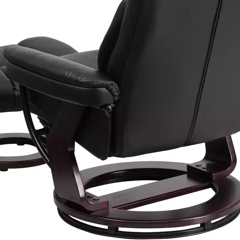 Flash Furniture Fauteuil inclinable contemporain multipositions et ottoman incurvé avec base pivotante en bois d'acajou