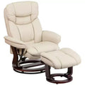Flash Furniture Fauteuil inclinable contemporain multipositions et ottoman incurvé avec base pivotante en bois d'acajou