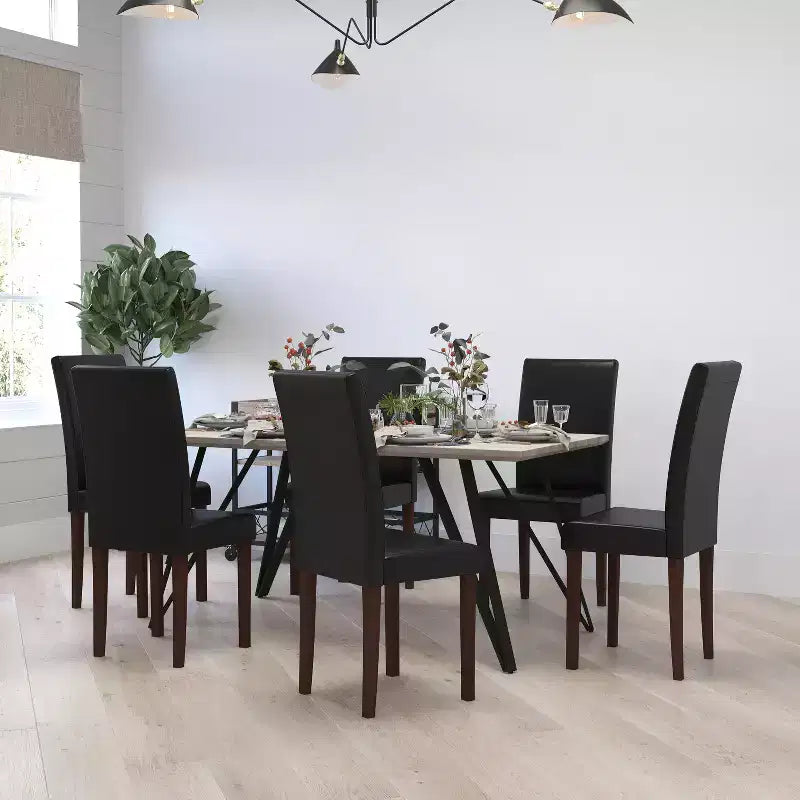Merrick Lane Mid-Century Panel Back Parsons Accent Dining Chair - Set of 6