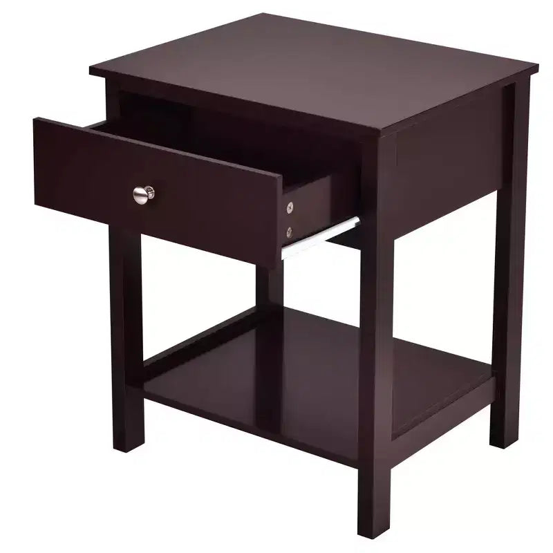 Costway Table de Chevet avec Tiroir et Étagère de Rangement en Bois, Table d'Appoint Canapé, Blanc/Marron