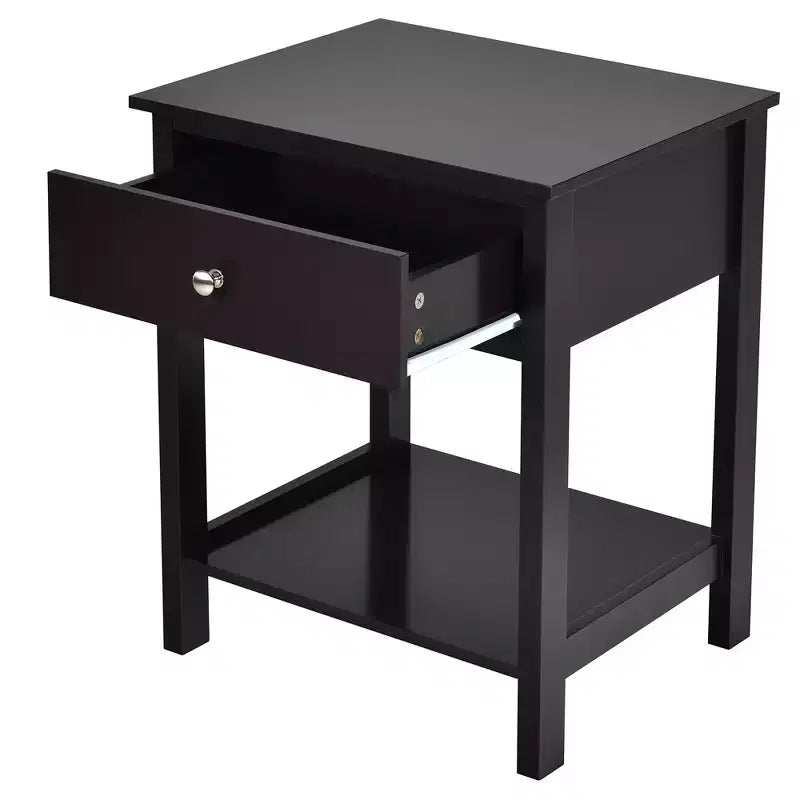 Costway Table de Chevet avec Tiroir et Étagère de Rangement en Bois, Table d'Appoint Canapé, Blanc/Marron