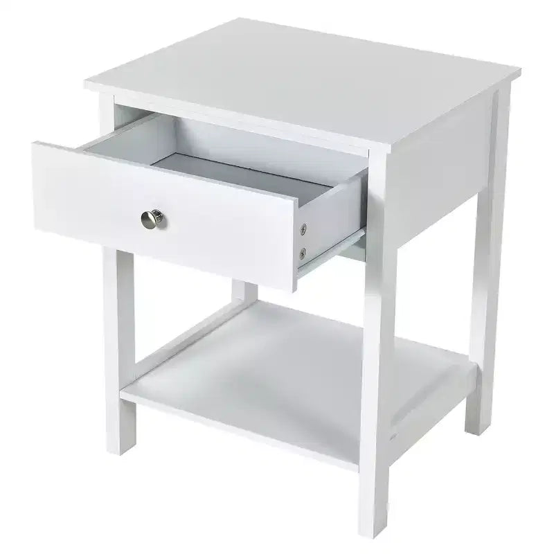 Costway Table de Chevet avec Tiroir et Étagère de Rangement en Bois, Table d'Appoint Canapé, Blanc/Marron