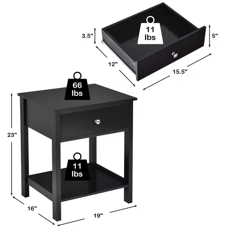 Costway Table de Chevet avec Tiroir et Étagère de Rangement en Bois, Table d'Appoint Canapé, Blanc/Marron