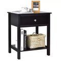 Costway Nightstand with Drawer Storage Shelf Wooden Bedside Sofa Side Table White\Brown