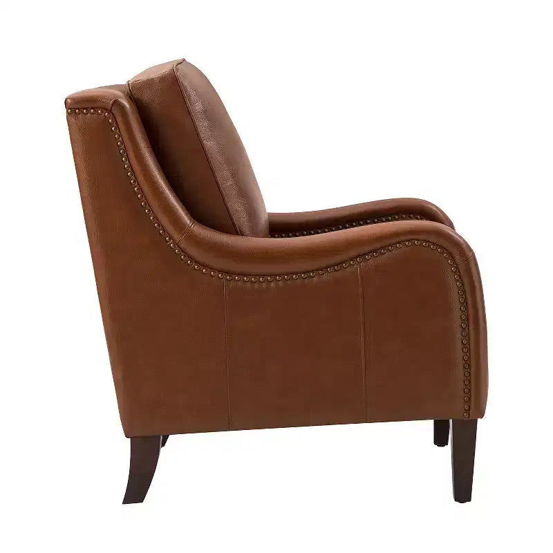Lot de 2 fauteuils en cuir véritable Regina de 70 cm de large avec coussins amovibles et accoudoirs anglais | ART OF LIVING DESIGNS