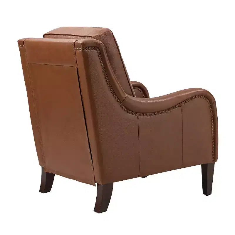 Lot de 2 fauteuils en cuir véritable Regina de 70 cm de large avec coussins amovibles et accoudoirs anglais | ART OF LIVING DESIGNS