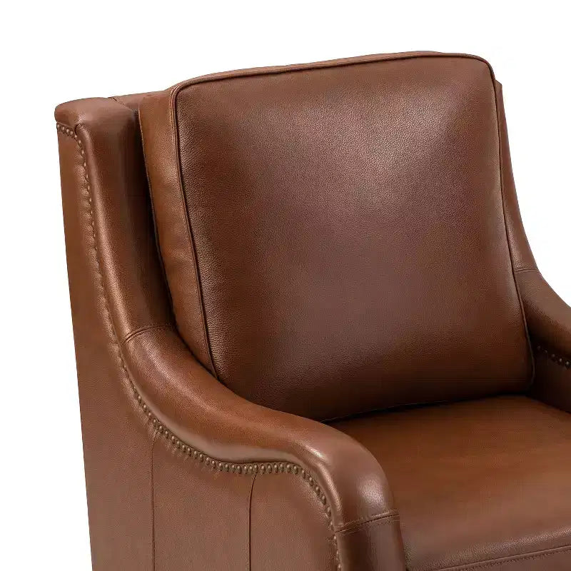 Lot de 2 fauteuils en cuir véritable Regina de 70 cm de large avec coussins amovibles et accoudoirs anglais | ART OF LIVING DESIGNS