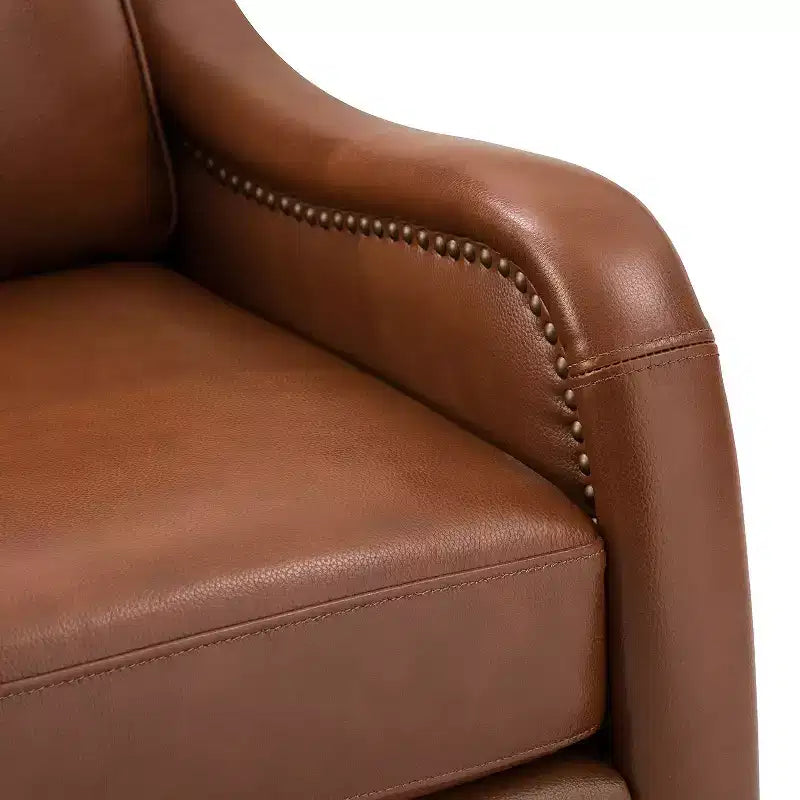 Lot de 2 fauteuils en cuir véritable Regina de 70 cm de large avec coussins amovibles et accoudoirs anglais | ART OF LIVING DESIGNS