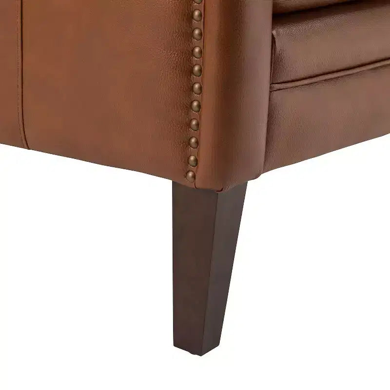 Lot de 2 fauteuils en cuir véritable Regina de 70 cm de large avec coussins amovibles et accoudoirs anglais | ART OF LIVING DESIGNS