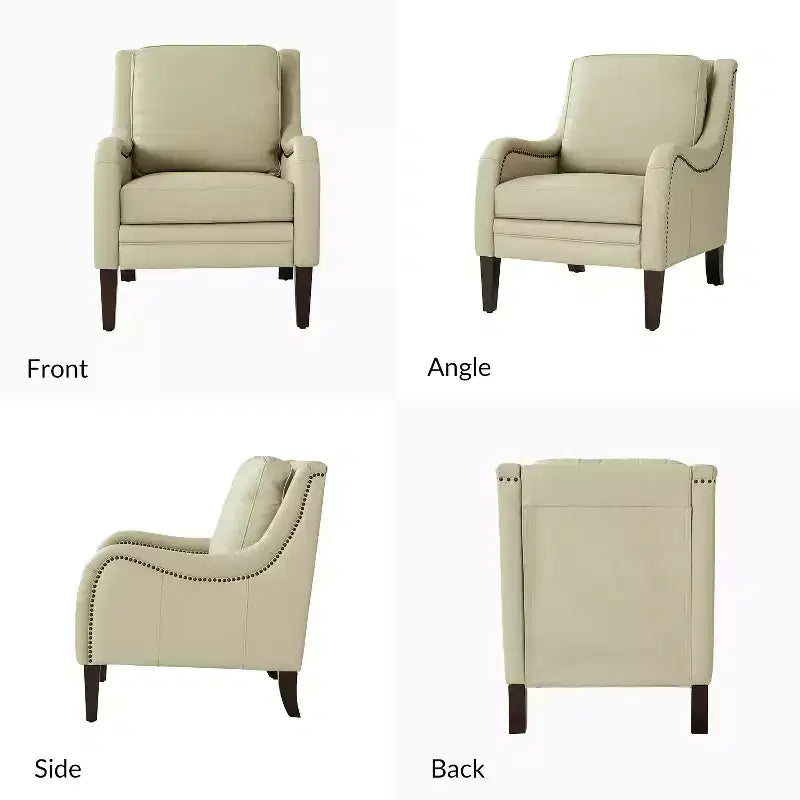 Lot de 2 fauteuils en cuir véritable Regina de 70 cm de large avec coussins amovibles et accoudoirs anglais | ART OF LIVING DESIGNS