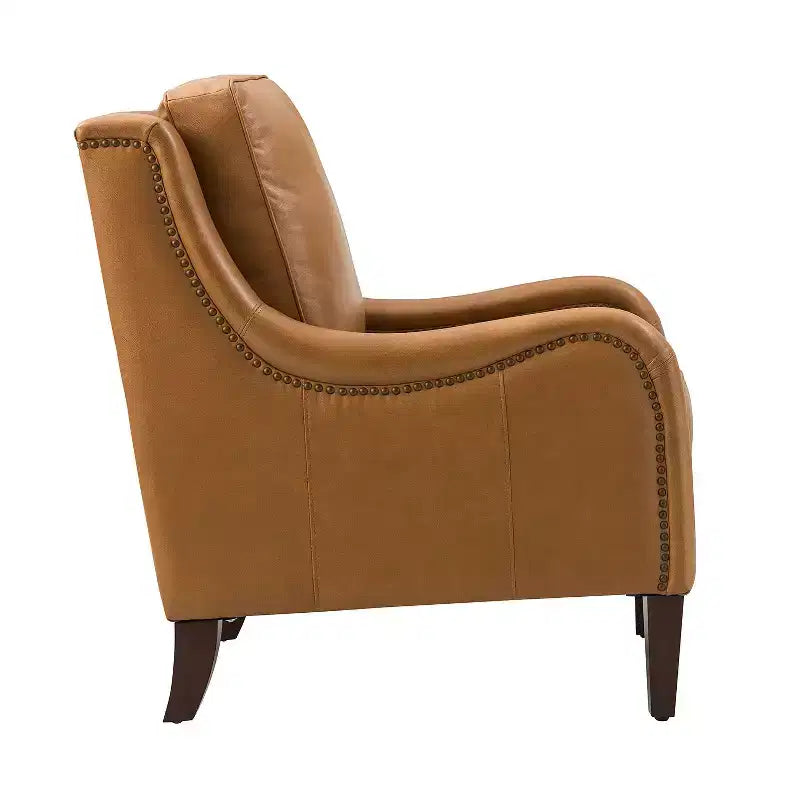 Lot de 2 fauteuils en cuir véritable Regina de 70 cm de large avec coussins amovibles et accoudoirs anglais | ART OF LIVING DESIGNS