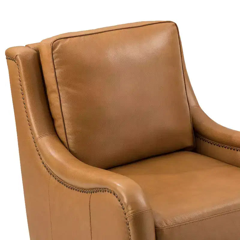 Lot de 2 fauteuils en cuir véritable Regina de 70 cm de large avec coussins amovibles et accoudoirs anglais | ART OF LIVING DESIGNS