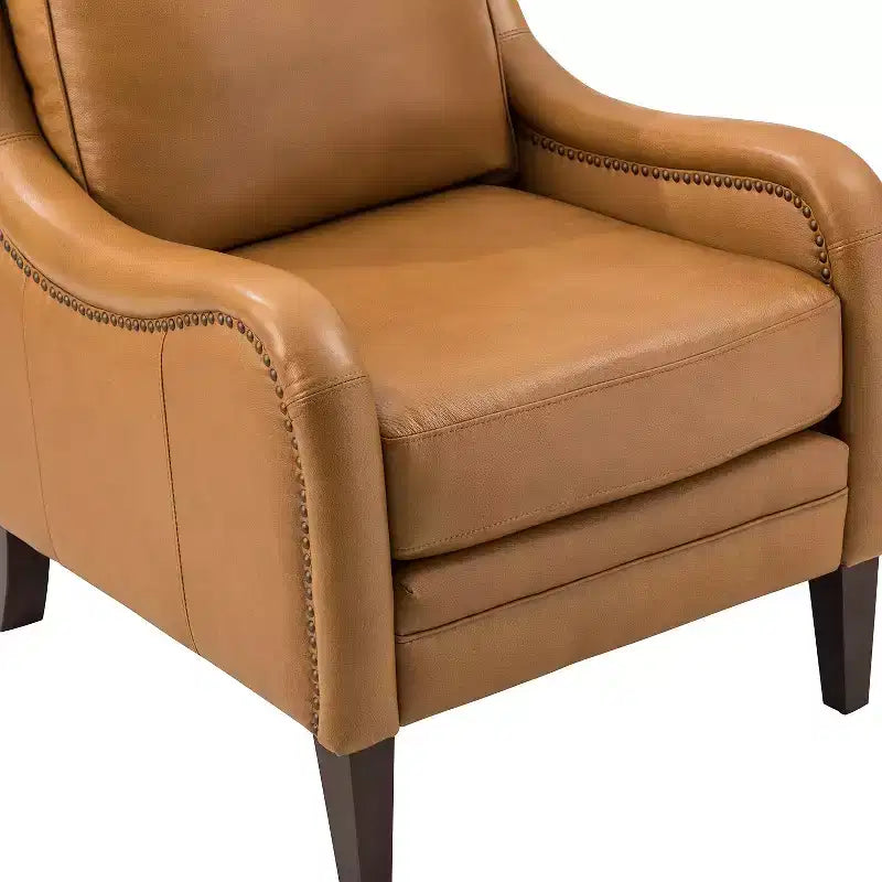 Lot de 2 fauteuils en cuir véritable Regina de 70 cm de large avec coussins amovibles et accoudoirs anglais | ART OF LIVING DESIGNS