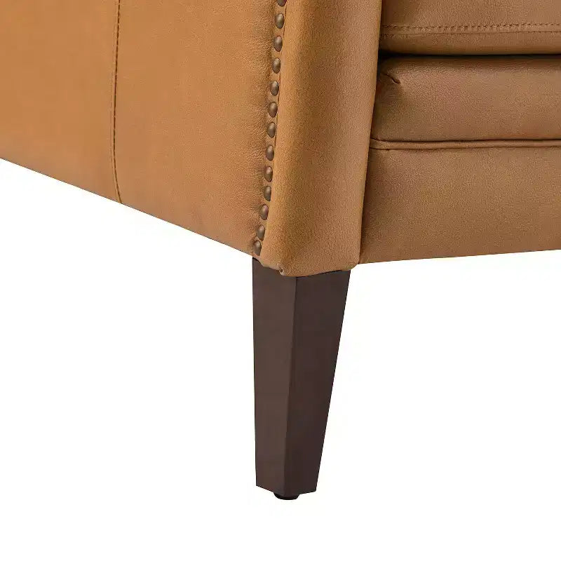 Lot de 2 fauteuils en cuir véritable Regina de 70 cm de large avec coussins amovibles et accoudoirs anglais | ART OF LIVING DESIGNS
