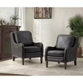 Lot de 2 fauteuils en cuir véritable Regina de 70 cm de large avec coussins amovibles et accoudoirs anglais | ART OF LIVING DESIGNS