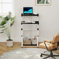 Black / White Adjustable Height Standing Desk with Shelf, 1 Person