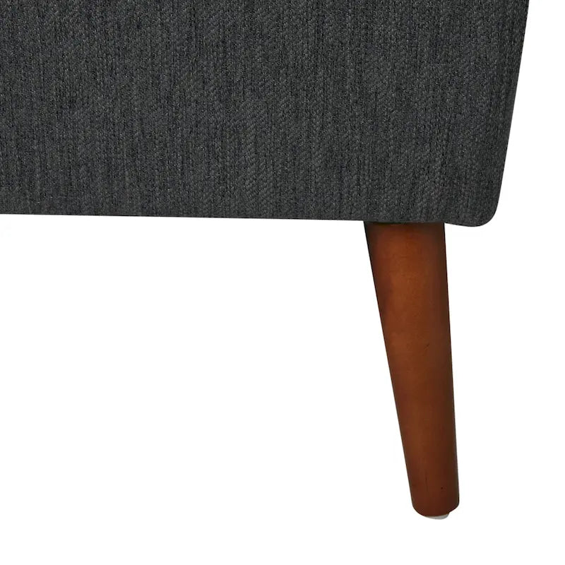 Charcoal / Beige + Walnut Mid-Century Settee, 2-Seat