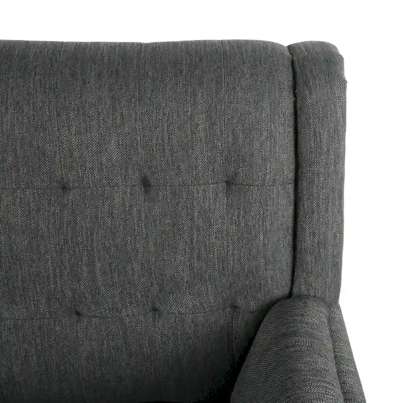 Charcoal / Beige + Walnut Mid-Century Settee, 2-Seat