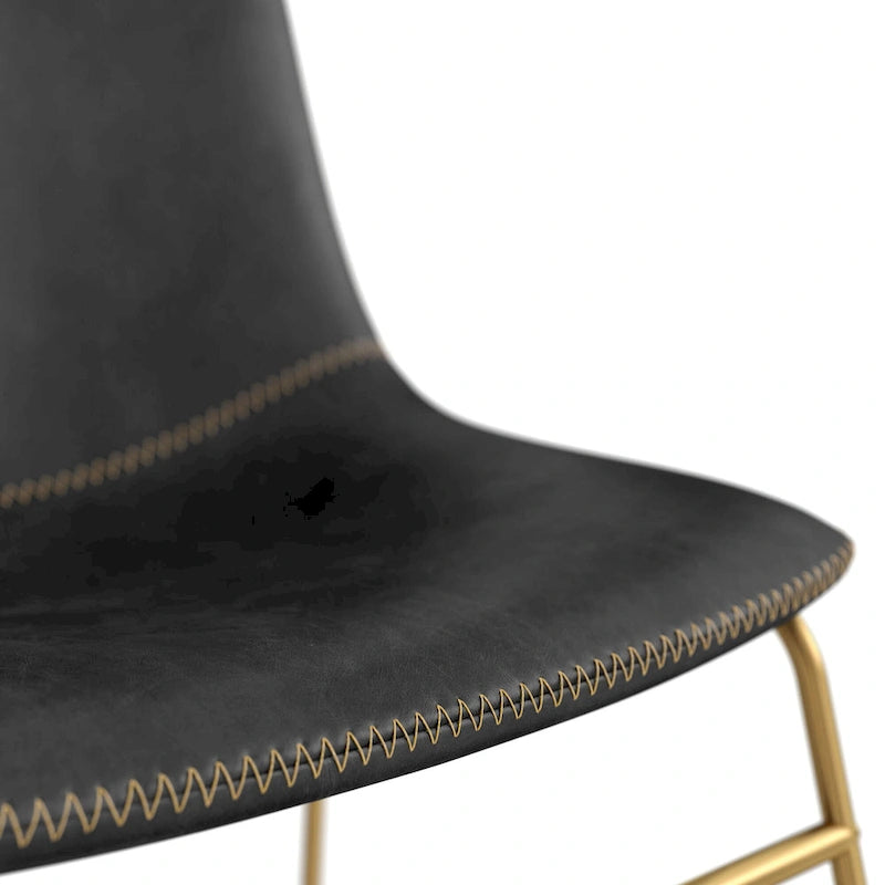 Vegan Leather Sled Side Chair with Gold Legs, Set of 2 — Grey / White / Light Brown / Green / Black