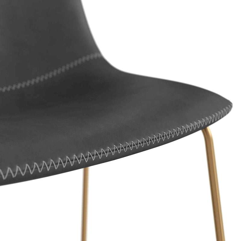 Vegan Leather Sled Side Chair with Gold Legs, Set of 2 — Grey / White / Light Brown / Green / Black