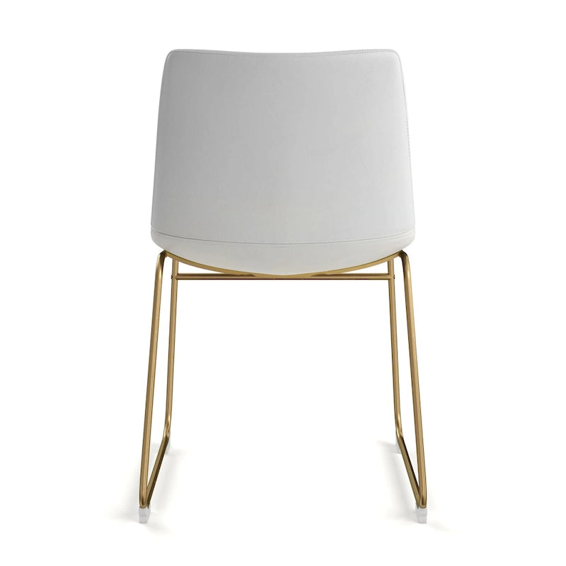 Vegan Leather Sled Side Chair with Gold Legs, Set of 2 — Grey / White / Light Brown / Green / Black