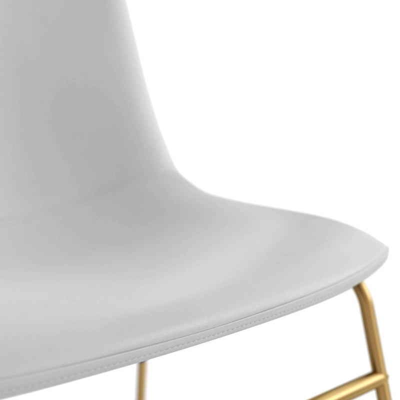 Vegan Leather Sled Side Chair with Gold Legs, Set of 2 — Grey / White / Light Brown / Green / Black