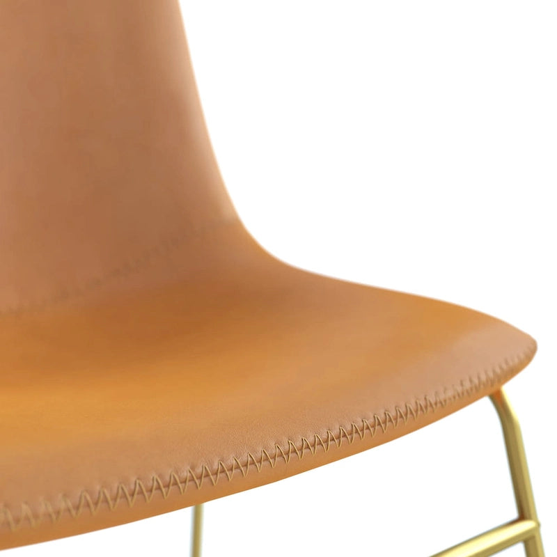 Vegan Leather Sled Side Chair with Gold Legs, Set of 2 — Grey / White / Light Brown / Green / Black