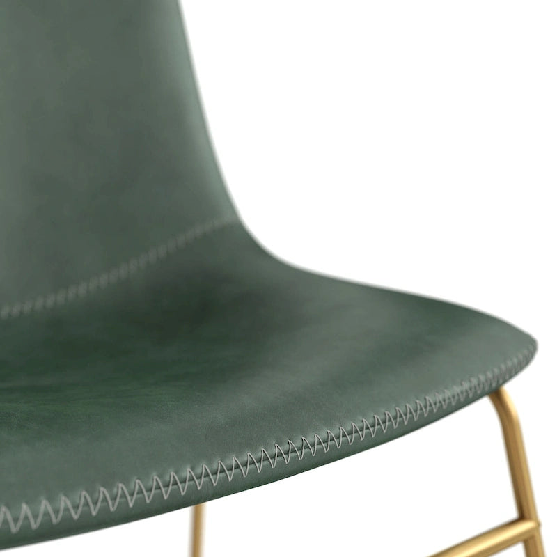 Vegan Leather Sled Side Chair with Gold Legs, Set of 2 — Grey / White / Light Brown / Green / Black