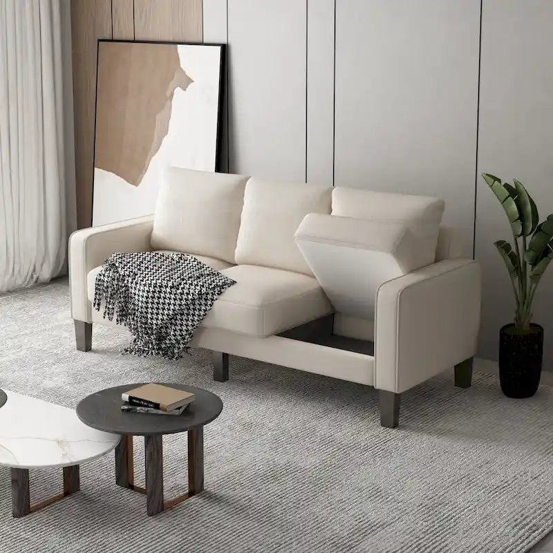 3-Seat Sofa with Storage | Beige / Grey / Grey & Black | Fabric