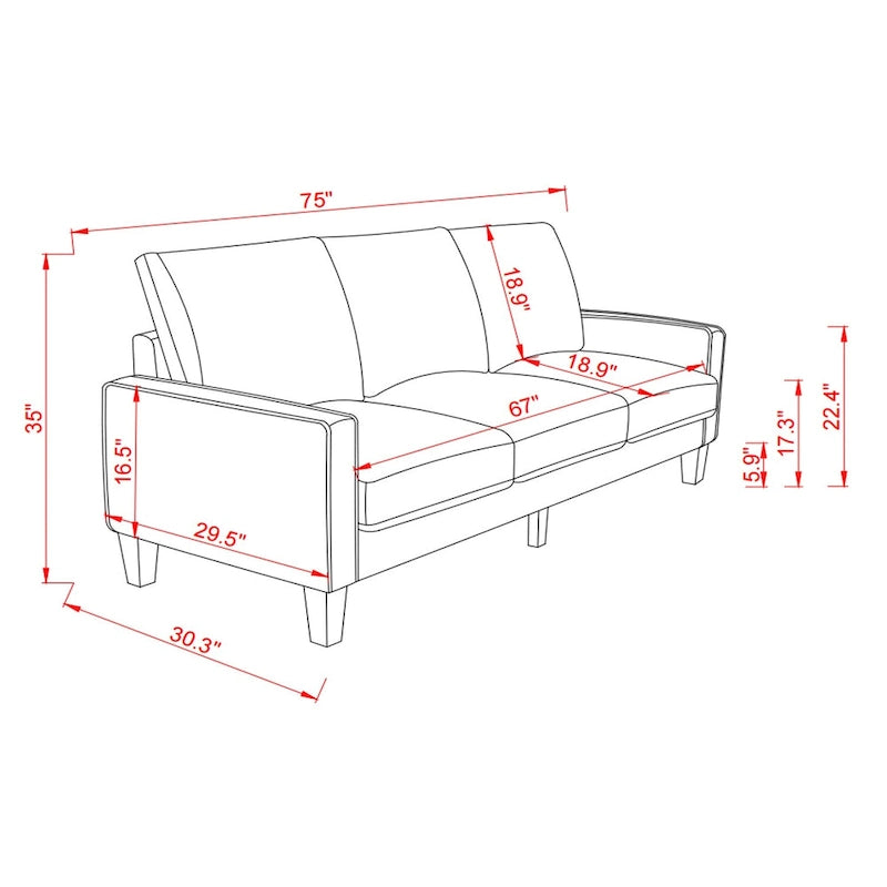 3-Seat Sofa with Storage | Beige / Grey / Grey & Black | Fabric