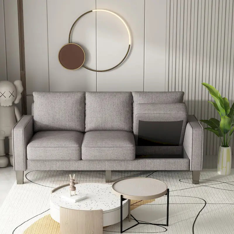 3-Seat Sofa with Storage | Beige / Grey / Grey & Black | Fabric